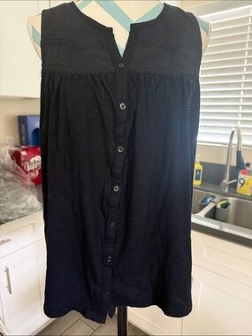 Kohls Sonoma Black Sleeveless Button-Front Tunic size L